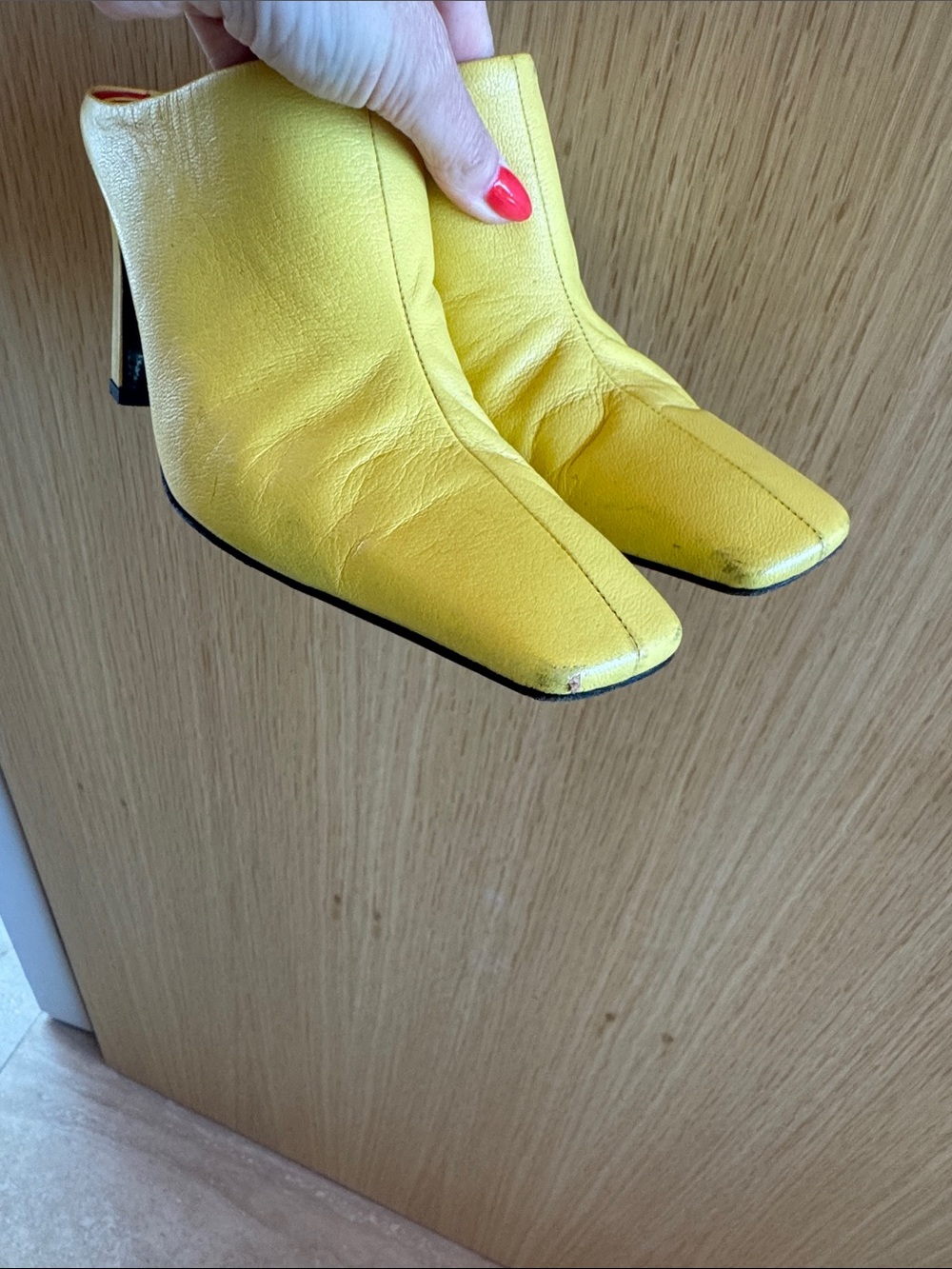 Simon Miller Yellow Leather Square-Toe Mule Heels - Picture 6 of 7